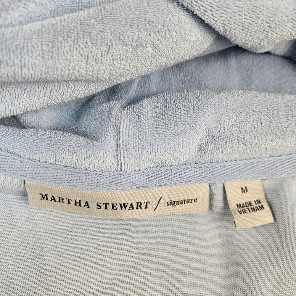 Martha Stewart Signature Light Blue Terry Cloth Full Zip Hoodie Sweater Womens M - Picture 7 of 8